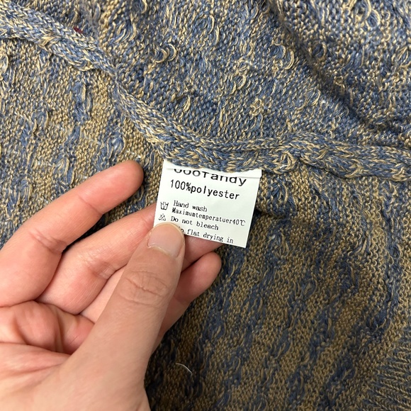 Blue and Gold Knit Open Cardigan - Picture 7 of 8